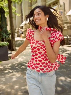 Clementina Carnation Print Top 12 Clementina Carnation Print Top -Kitri Studio CLEMENTINA CARNATION LOOKBOOK 2