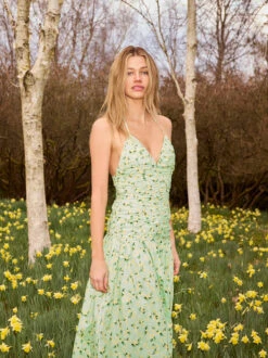 Cynthia Green Cherry Print Halterneck Dress