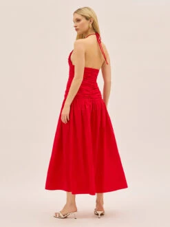 Cynthia Red Cotton Halterneck Dress -Kitri Studio CYNTHIA RED ECOM V2 004