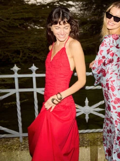 Cynthia Red Cotton Halterneck Dress -Kitri Studio CYNTHIA RED 3