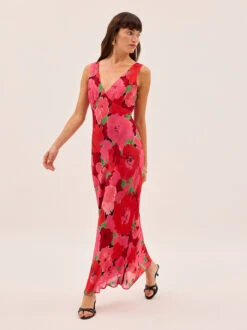 Danna Pink Watercolour Floral Print Dress -Kitri Studio DANNA PINK WATERCOLOUR ECOM 04