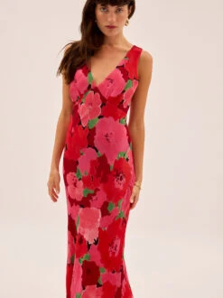 Danna Pink Watercolour Floral Print Dress -Kitri Studio DANNA PINK WATERCOLOUR ECOM 05