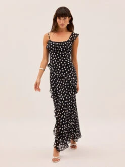 Delphina Black Polka Dot Dress