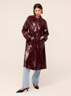 Dominique Burgundy Vinyl Coat -Kitri Studio DOMINIQUECHOCOLATEVINYLCOAT 049V2