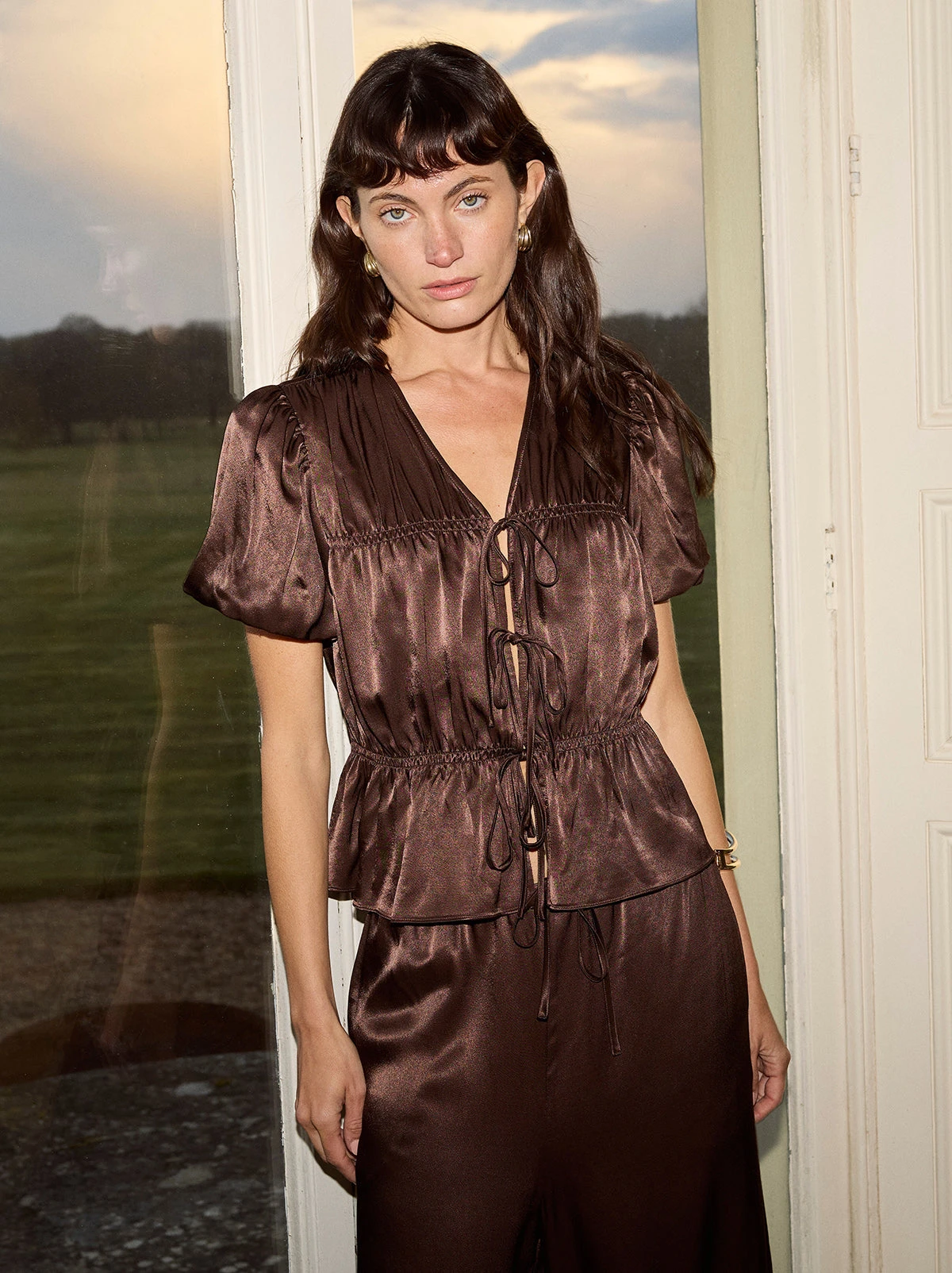 Emma Chocolate Satin Top 3 Emma Chocolate Satin Top - Image 3