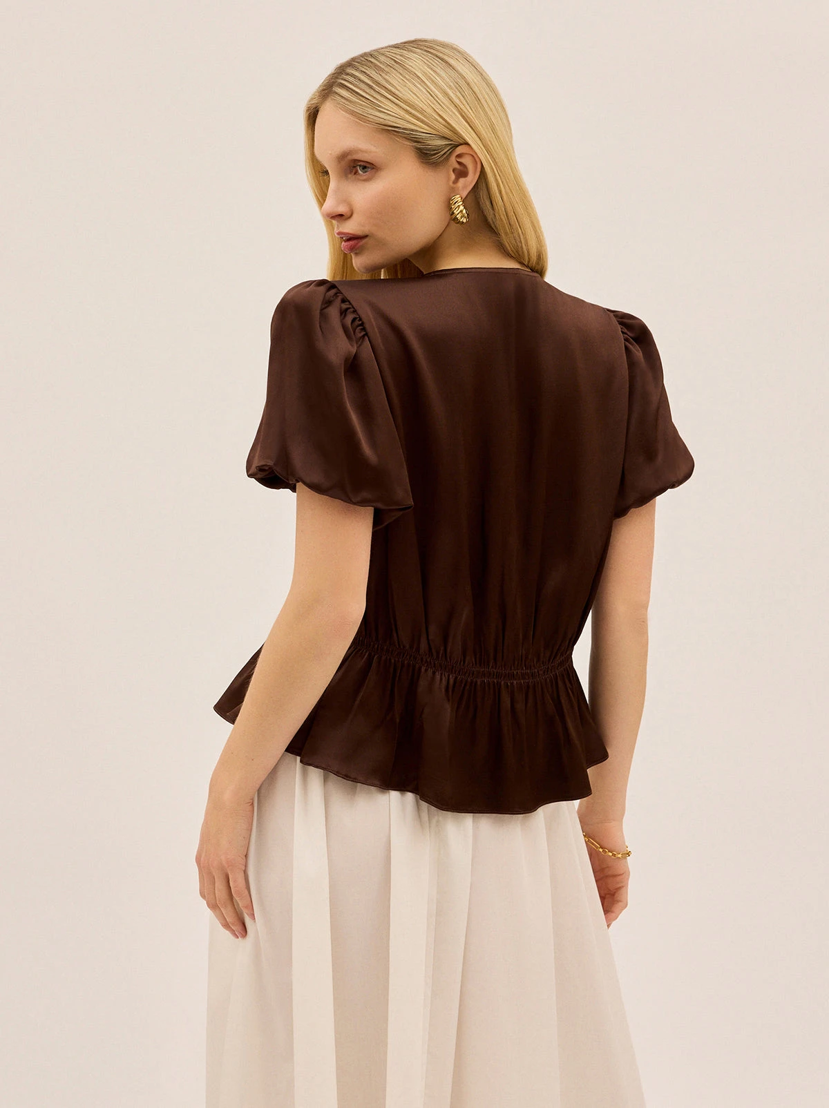 Emma Chocolate Satin Top 4 Emma Chocolate Satin Top - Image 4