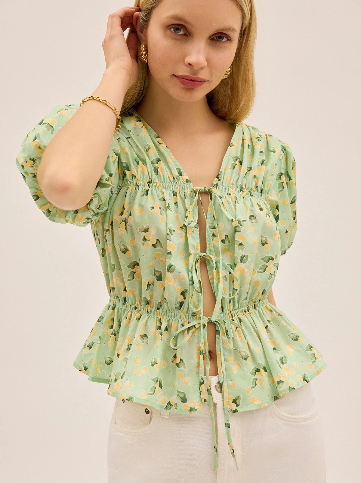 Emma Green Cherry Print Top 2 Emma Green Cherry Print Top - Image 2