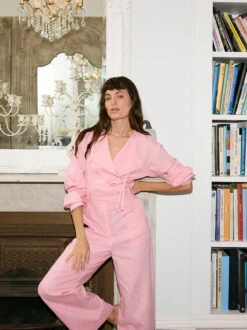 Esther Pink Cotton Linen Jumpsuit