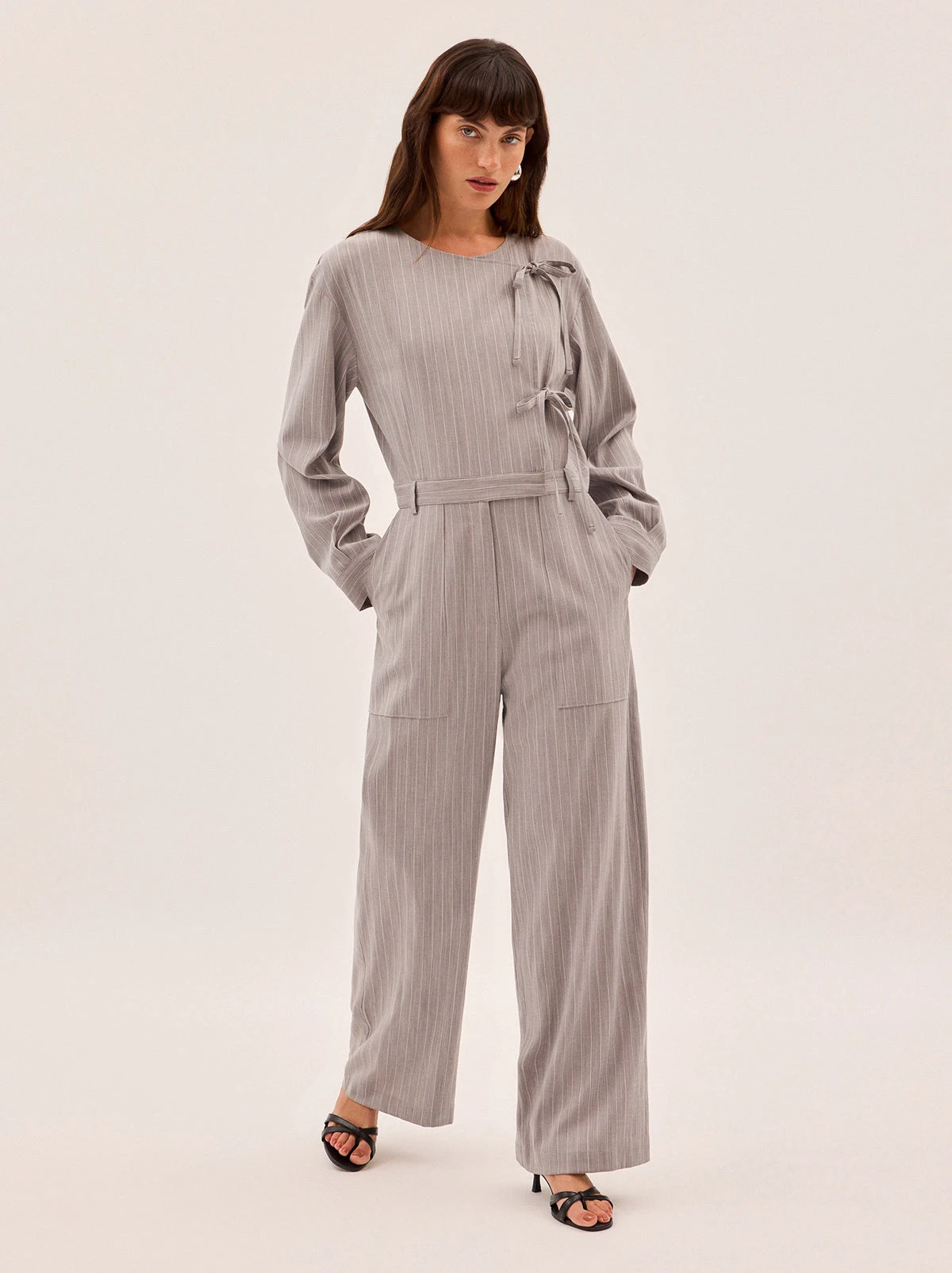 Esther Grey Pinstripe Jumpsuit 3 Esther Grey Pinstripe Jumpsuit - Image 3