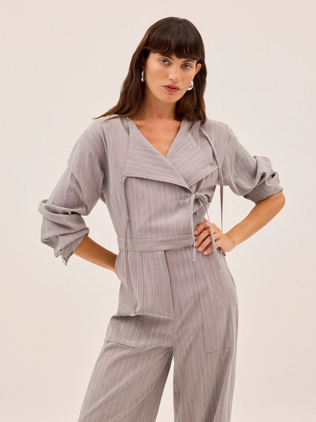 Esther Grey Pinstripe Jumpsuit 2 Esther Grey Pinstripe Jumpsuit - Image 2