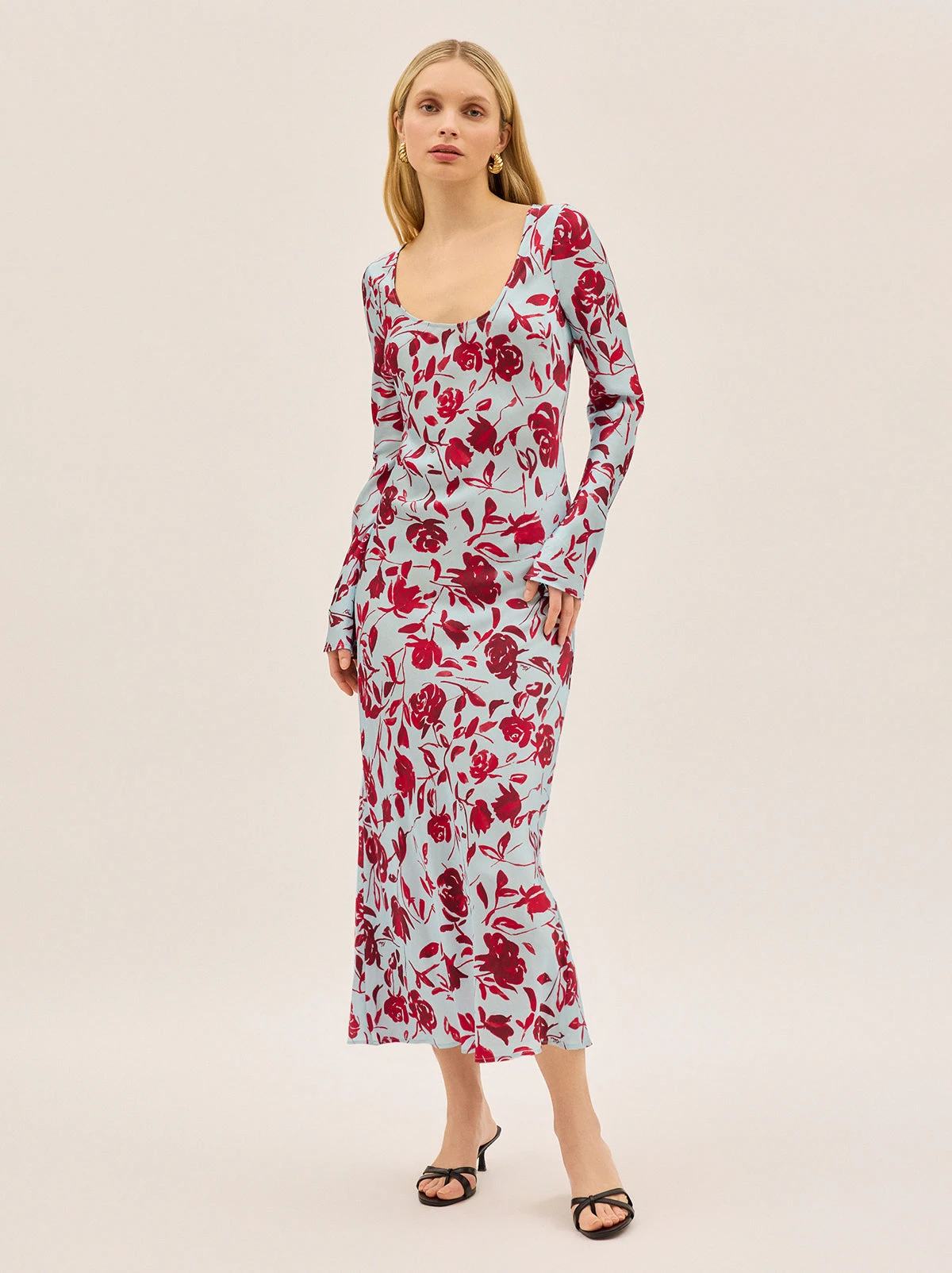 Gia Blue Rose Print Dress 2 Gia Blue Rose Print Dress - Image 2