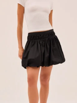 Hadley Black Cotton Mini Bubble Skirt