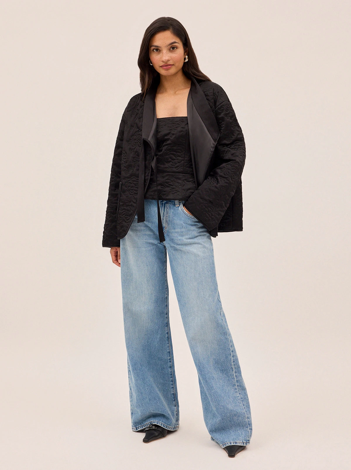 Hani Black Quilted Satin Jacket 2 Hani Black Quilted Satin Jacket - Image 2