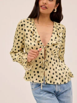 Ione Butter Polka Dot Satin Top