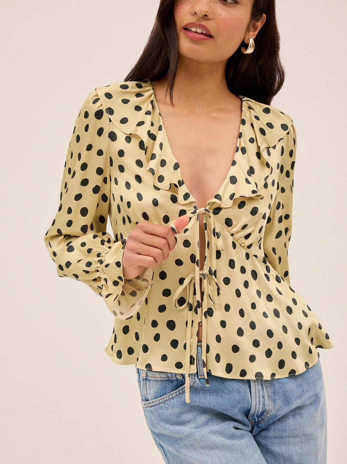 Ione Butter Polka Dot Satin Top 1 Ione Butter Polka Dot Satin Top