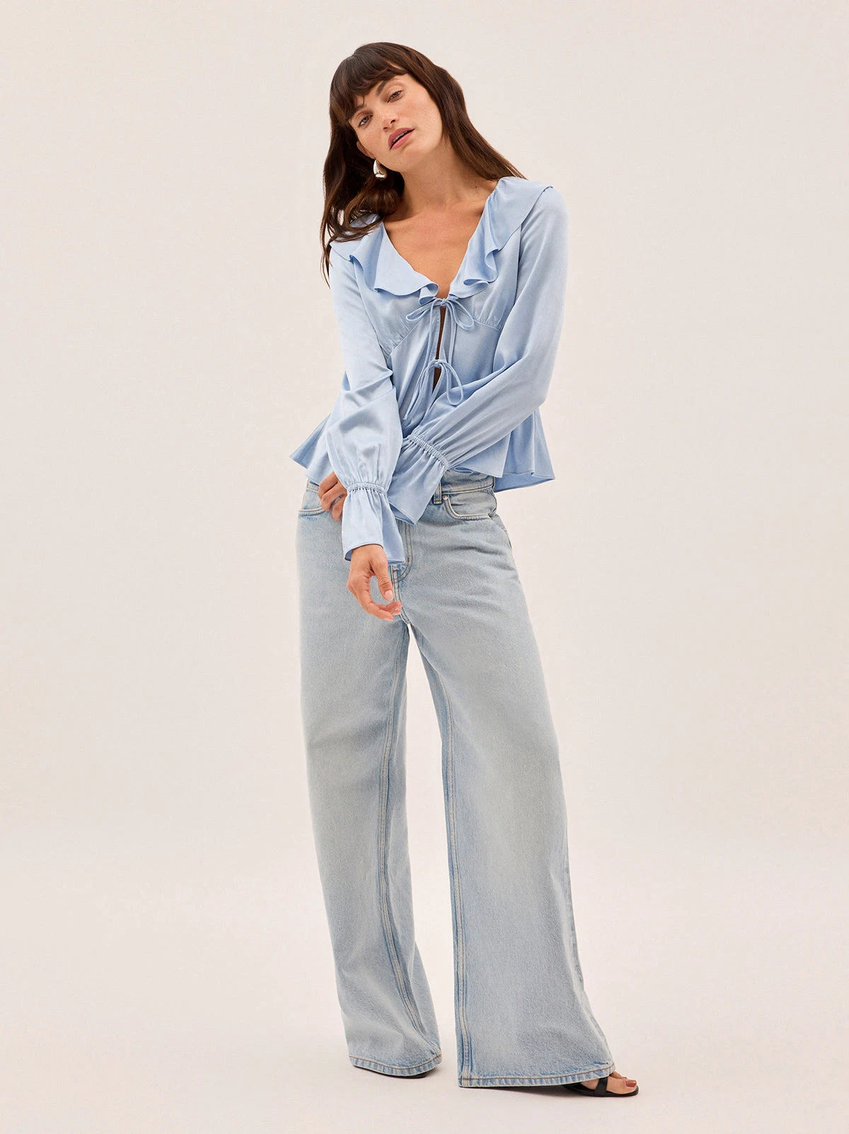 Ione Powder Blue Satin Top 2 Ione Powder Blue Satin Top - Image 2