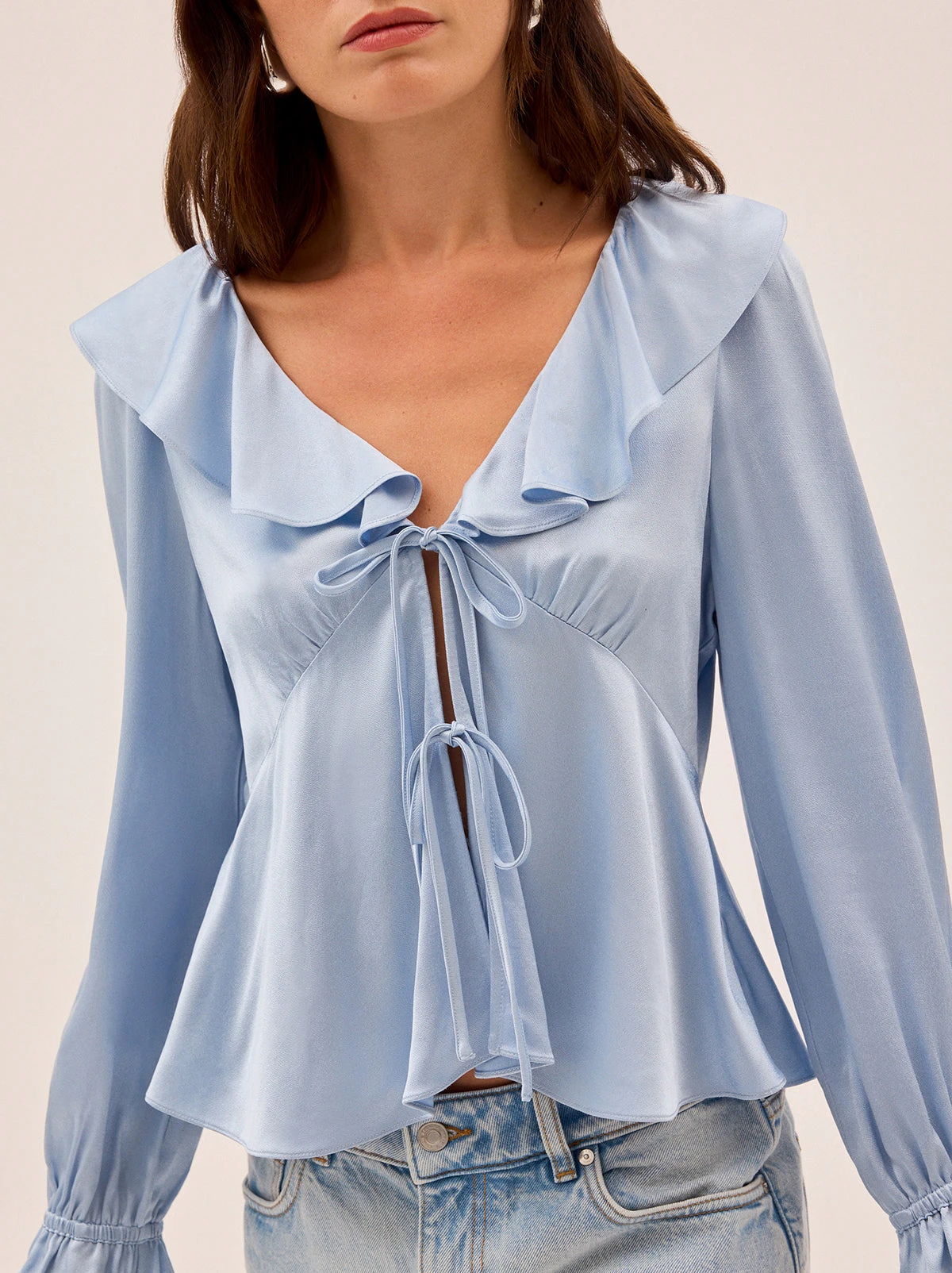 Ione Powder Blue Satin Top 3 Ione Powder Blue Satin Top - Image 3
