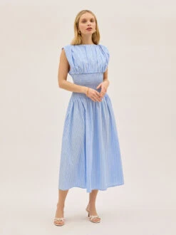 Julia Blue Striped Cotton Dress 8 Julia Blue Striped Cotton Dress -Kitri Studio JULIA BLUE STRIPE ECOM V2 001