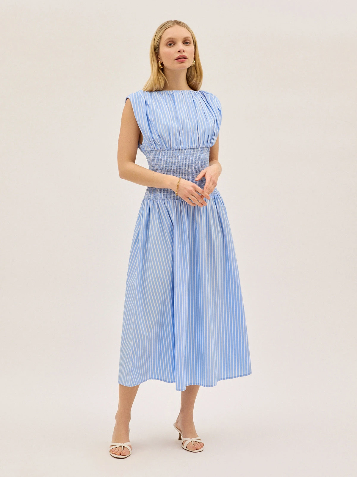 Julia Blue Striped Cotton Dress 3 Julia Blue Striped Cotton Dress - Image 3