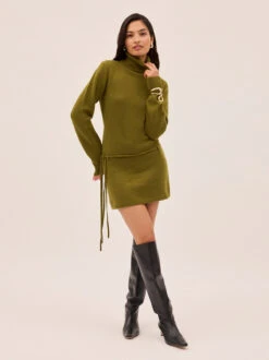 Juno Olive Wool-Blend Roll Neck Mini Dress 15 Juno Olive Wool-Blend Roll Neck Mini Dress -Kitri Studio JUNO OLIVE ECOM 01