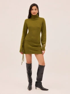 Juno Olive Wool-Blend Roll Neck Mini Dress 17 Juno Olive Wool-Blend Roll Neck Mini Dress -Kitri Studio JUNO OLIVE ECOM 02