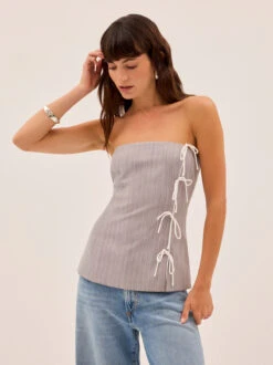 Katherine Grey Pinstripe Strapless Top 14 Katherine Grey Pinstripe Strapless Top -Kitri Studio KATHERINE GREY ECOM 02
