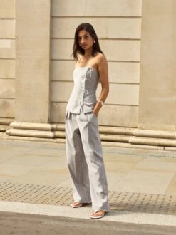 Katherine Grey Pinstripe Strapless Top 16 Katherine Grey Pinstripe Strapless Top -Kitri Studio KATHERINE GREY PINSTRIPE EDITH GREY LOOKBOOK 1