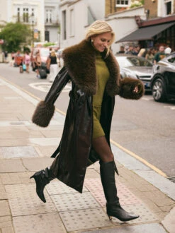 Lara Dark Chocolate Vinyl Coat 16 Lara Dark Chocolate Vinyl Coat -Kitri Studio LARA BROWN JUNO OLIVE LOOKBOOK 1