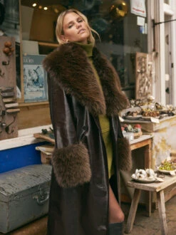 Lara Dark Chocolate Vinyl Coat