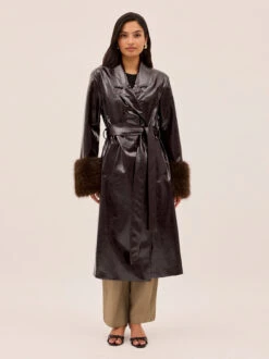 Lara Dark Chocolate Vinyl Coat 19 Lara Dark Chocolate Vinyl Coat -Kitri Studio LARA CHOCOLATE ECOM 01