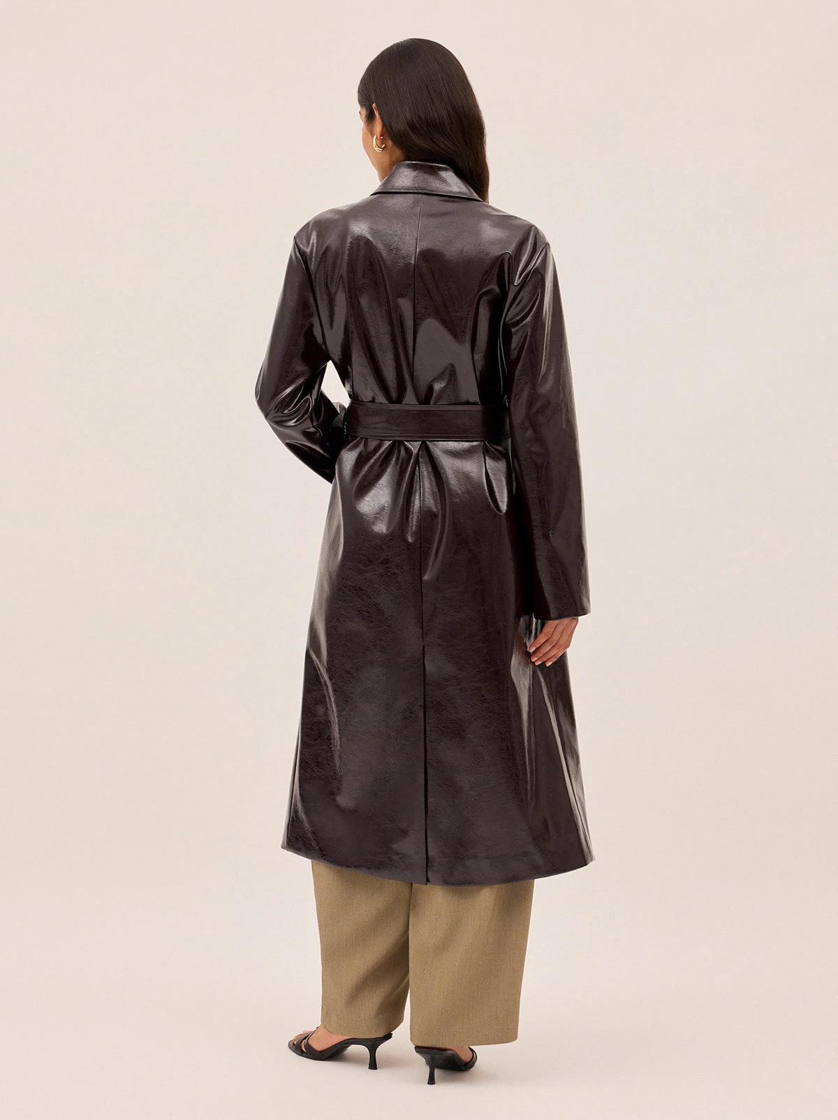 Lara Dark Chocolate Vinyl Coat 9 Lara Dark Chocolate Vinyl Coat - Image 9