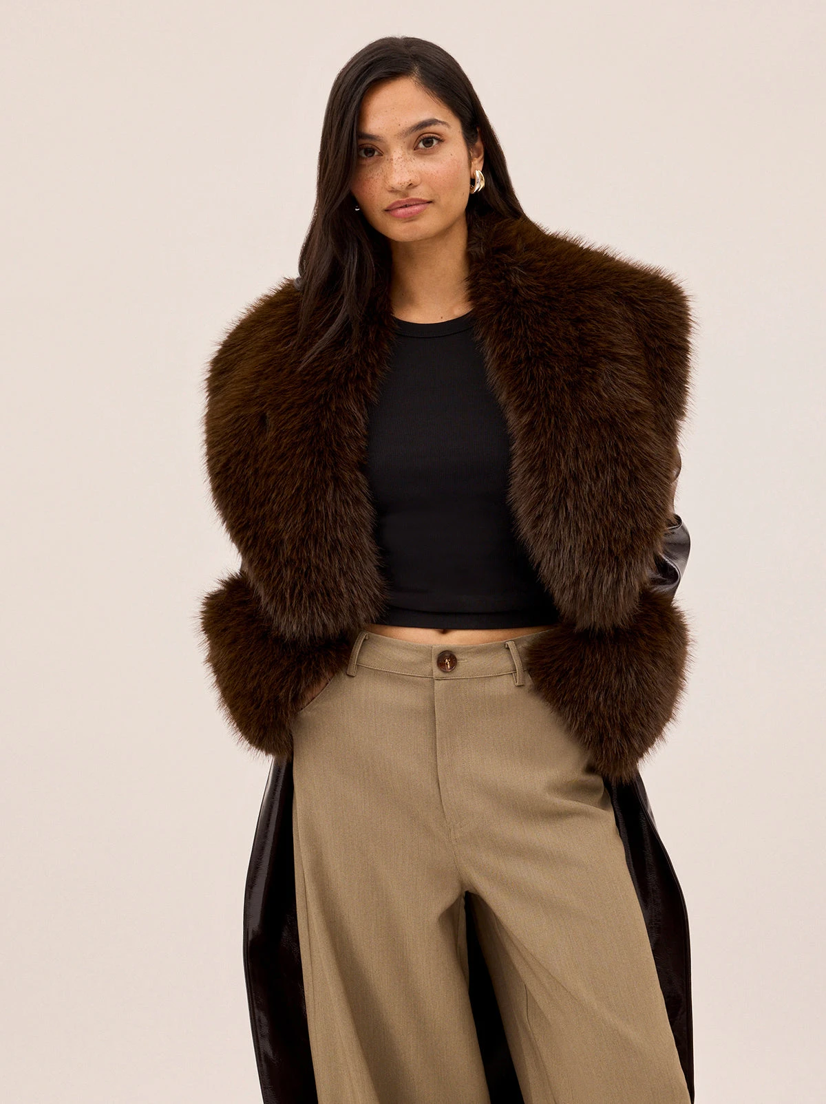 Lara Dark Chocolate Vinyl Coat 3 Lara Dark Chocolate Vinyl Coat - Image 3