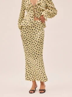 Laurel Butter Polka Dot Satin Skirt