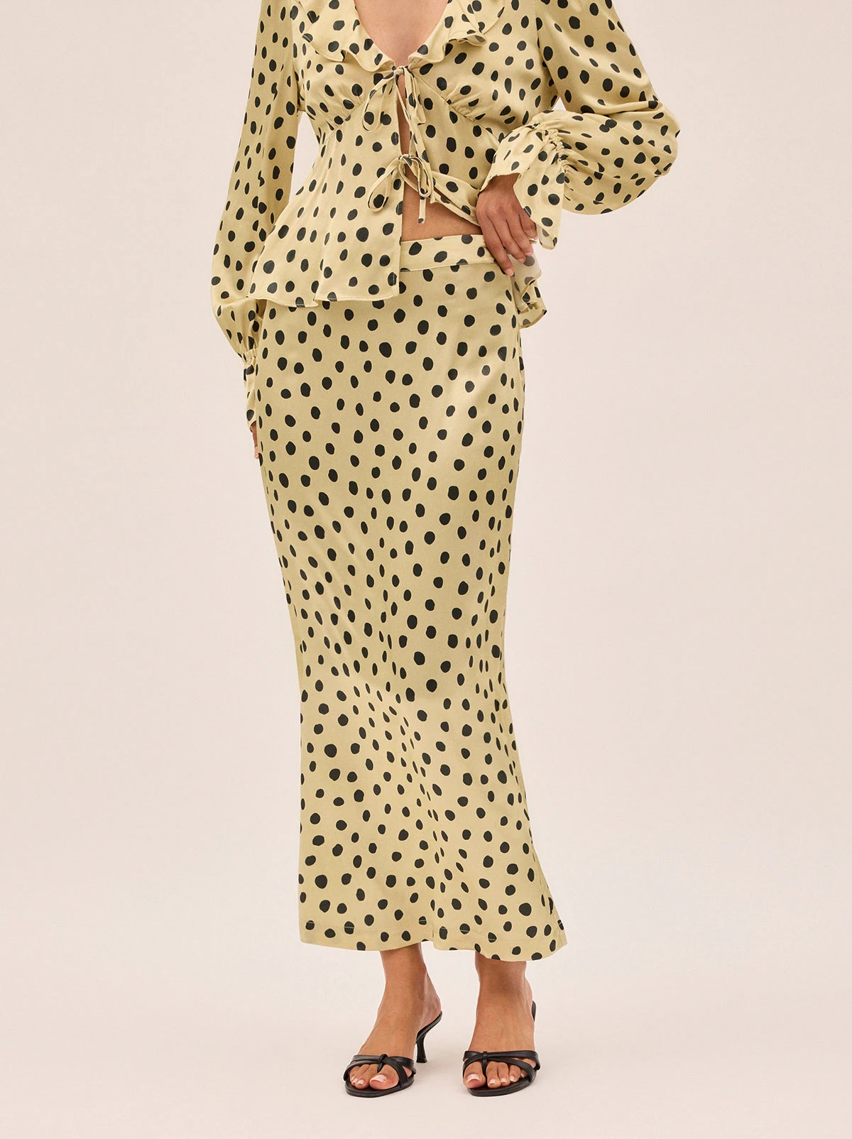 Laurel Butter Polka Dot Satin Skirt 1 Laurel Butter Polka Dot Satin Skirt