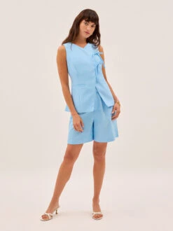 Lea Blue Tie Front Waistcoat 7 Lea Blue Tie Front Waistcoat -Kitri Studio LEABLUE ECOMV2 003