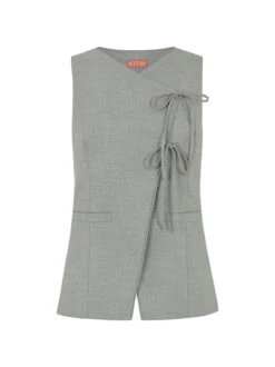 Lea Grey Tie Front Waistcoat 11 Lea Grey Tie Front Waistcoat -Kitri Studio LEA GREY MANNEQUIN
