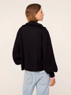 Lorna Black Alpaca Blend Zip Collar Sweater -Kitri Studio LORNABLACK 006V2