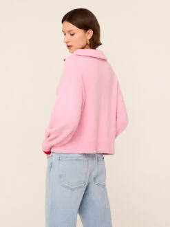 Lorna Pink Alpaca Blend Zip Collar Sweater 9 Lorna Pink Alpaca Blend Zip Collar Sweater -Kitri Studio LORNAPINK 004V2