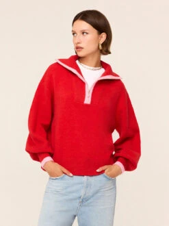 Lorna Red Wool Alpaca Blend Sweater 6 Lorna Red Wool Alpaca Blend Sweater -Kitri Studio LornaRed