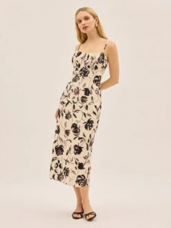 Magda Monochrome Rose Print Midi Dress 10 Magda Monochrome Rose Print Midi Dress -Kitri Studio MAGDA BLACK ROSE ECOM V2 002