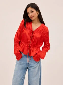 Maia Red Satin Top