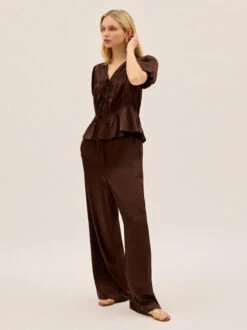 Margaret Chocolate Satin Trousers 8 Margaret Chocolate Satin Trousers -Kitri Studio MARGARET CHOCOLATE ECOM V2 004