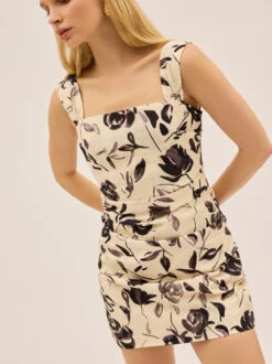 Marnie Monochrome Rose Print Mini Dress 8 Marnie Monochrome Rose Print Mini Dress -Kitri Studio MARNIE BLACK ROSE ECOM V2 002