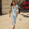 Minka Powder Blue Satin Dress