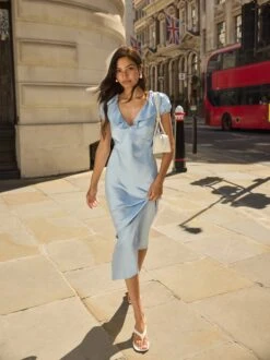 Minka Powder Blue Satin Dress