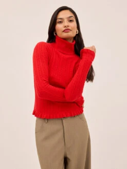 Nella Red Wool-Blend Roll Neck Jumper -Kitri Studio NELLA RED ECOM 03