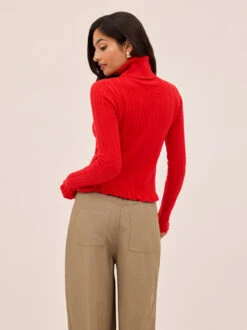 Nella Red Wool-Blend Roll Neck Jumper -Kitri Studio NELLA RED ECOM 04
