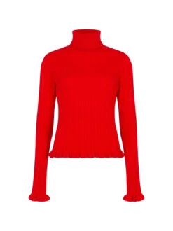Nella Red Wool-Blend Roll Neck Jumper -Kitri Studio NELLA RED WOOL MANNEQUIN