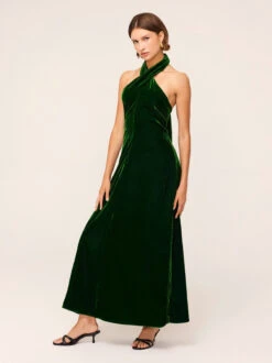 Neve Green Velvet Halter Dress 11 Neve Green Velvet Halter Dress -Kitri Studio NEVEGREENVELVET 034V2