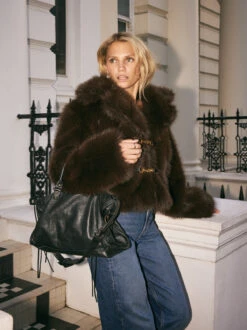 Noor Dark Chocolate Faux Fur Jacket